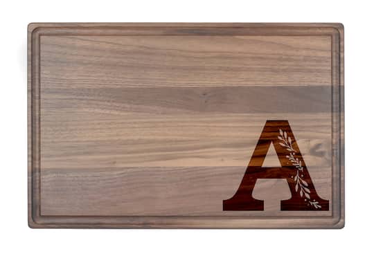 Floral Monogram Walnut Cutting Board